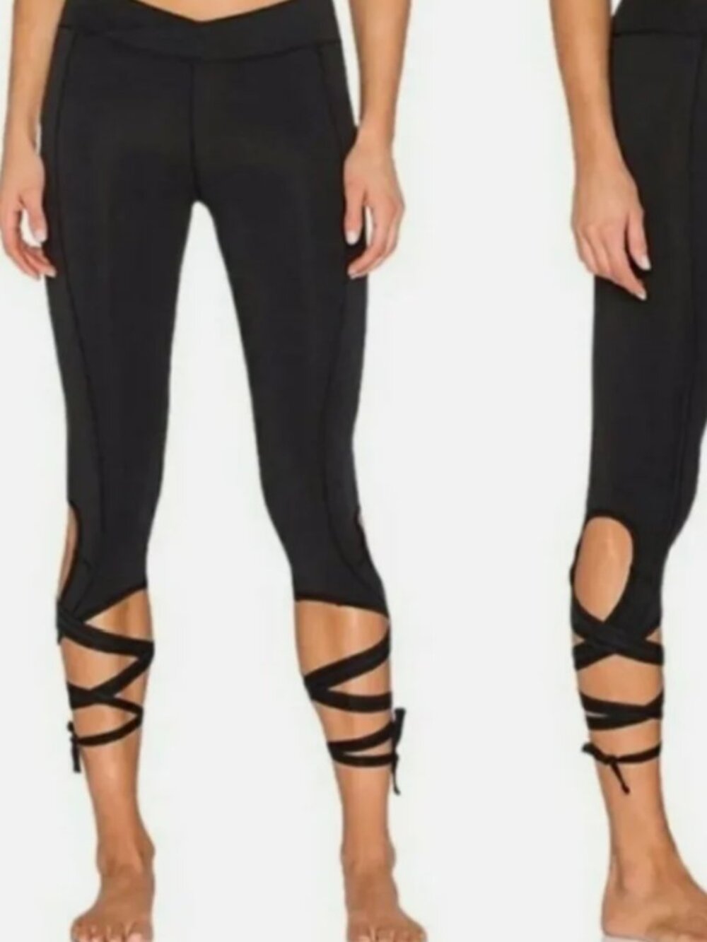 Free People Lace Up Leggings Size Medium Black